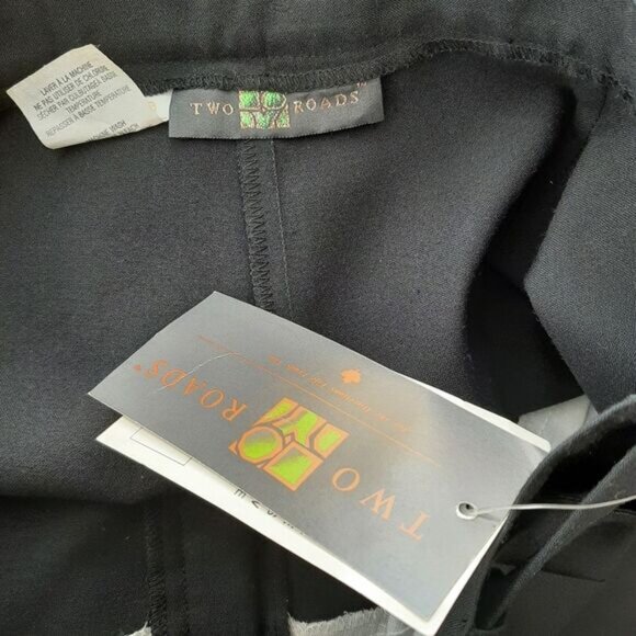 TWO ROADS | Vintage Trousers High Waist Pleats Dress Pants Belt Black Neutral L - Picture 11 of 12